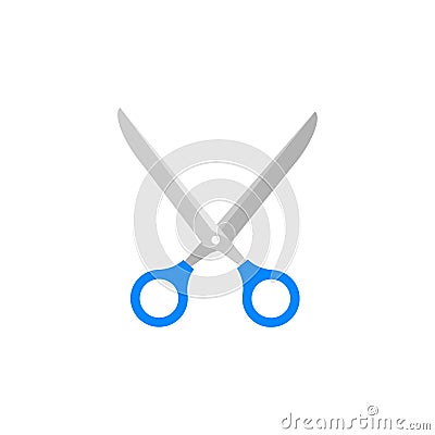 Scissors color icon in flat style on a white background Stock Photo