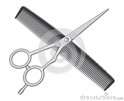 Scissors and Comb Vector Illustration