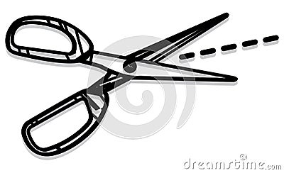 Scissors - Cut on Dotted Line - Illustration Stock Photo