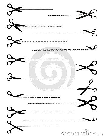 Scissors with cut lines Vector Illustration