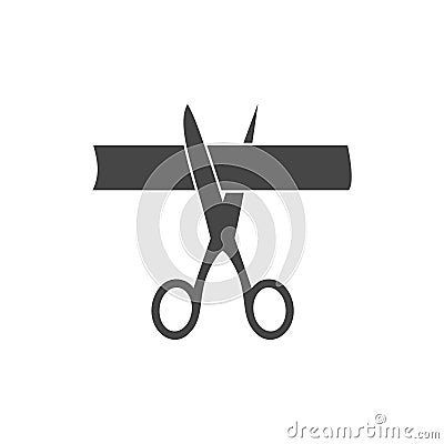 Scissors cut ribbon, cutting ribbon Vector Illustration