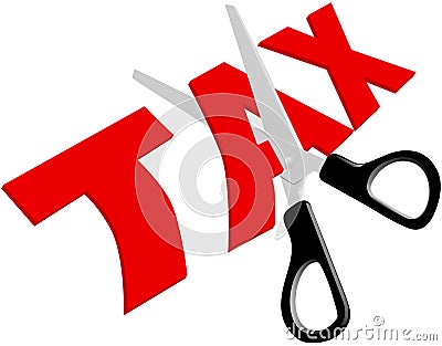 Scissors cut unfair too high Taxes Vector Illustration