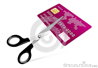 Scissors cutting credit card Cartoon Illustration