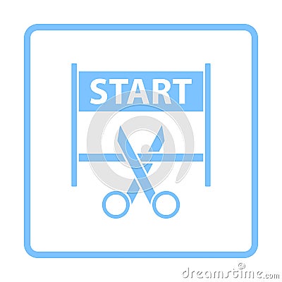 Scissors Cutting Tape Between Start Gate Icon Vector Illustration