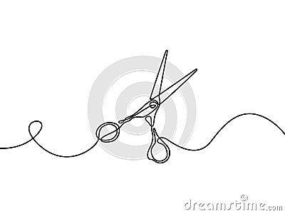 Scissors. Desing element for barbershop. Continuous line drawing. Vector illustration. Vector Illustration