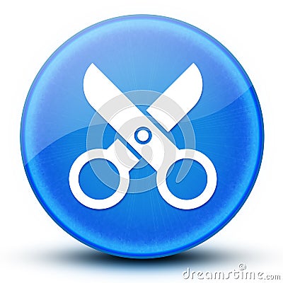Scissors eyeball glossy elegant blue round button abstract Cartoon Illustration