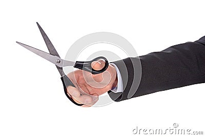 Scissors in hand Stock Photo