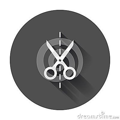 Scissors icon with cut line. Scissor vector illustration Vector Illustration