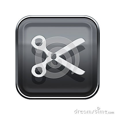Scissors icon glossy grey. Stock Photo