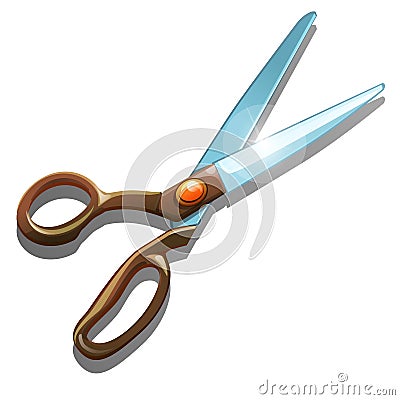 Scissors isolated on a white background. Scissors are hand-operated cutting instruments. Stationery. Vector close-up Vector Illustration