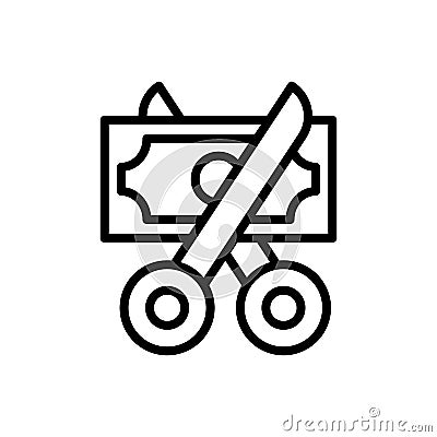 scissors money icon. Simple line, outline vector elements of bankruptcy icons for ui and ux, website or mobile application Stock Photo