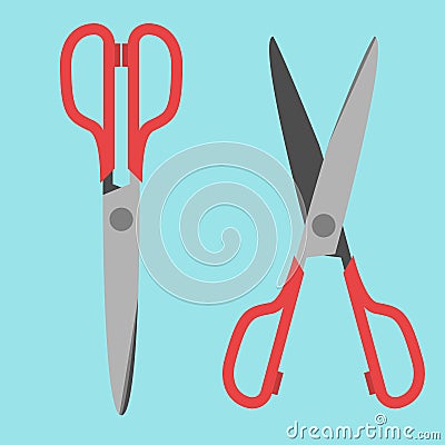 Scissors, open and closed Vector Illustration