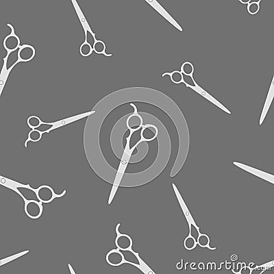 Scissors pattern seamless in simple style illustration. Hairdressing scissors. hairdressing scissors. Grey background Cartoon Illustration