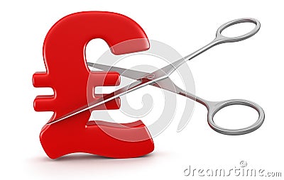 Scissors and pound (clipping path included) Stock Photo