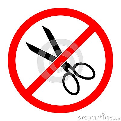 Scissors prohibition sign. Vector illustration Cartoon Illustration