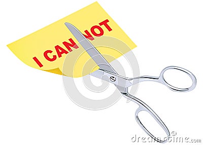 Scissors remove the word i can not to read i can Stock Photo