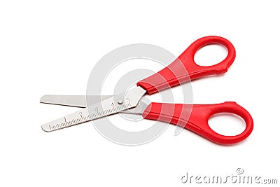 Scissors with a ruler Stock Photo