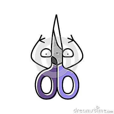 scissors school character color icon vector illustration Vector Illustration