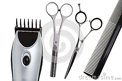 Scissors, scissors tapering, machine for hairstyle Stock Photo