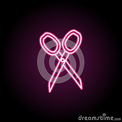 Scissors sketch neon icon. Simple thin line, outline vector of education icons for ui and ux, website or mobile application Stock Photo
