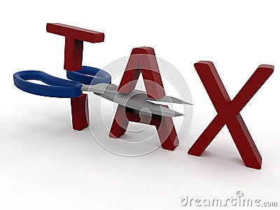 Scissors slicing taxes Cartoon Illustration
