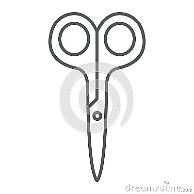 Scissors thin line icon, barber and tool, cut sign, vector graphics, a linear pattern on a white background. Vector Illustration