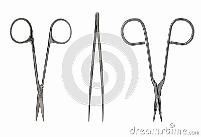 Scissors and Tweezers Stock Photo