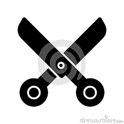 Scissors vector icon. Black scissors illustration on white background. Solid linear beauty icon. Vector Illustration