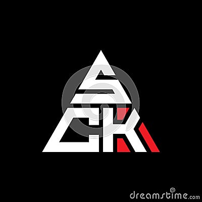 SCK triangle letter logo design with triangle shape. SCK triangle logo design monogram. SCK triangle vector logo template with red Vector Illustration