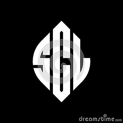 SCL circle letter logo design with circle and ellipse shape. SCL ellipse letters with typographic style. The three initials form a Vector Illustration