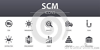 SCM simple concept icons set. Contains Vector Illustration