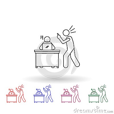 Scolded by boss multi color icon. Simple thin line, outline vector of people in the work icons for ui and ux, website or mobile Stock Photo