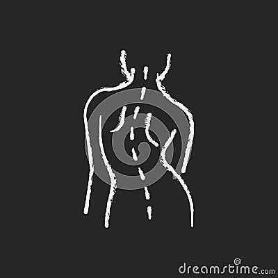 Scoliosis chalk white icon on black background Vector Illustration
