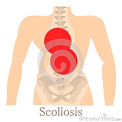 Scoliosis icon, cartoon style Vector Illustration