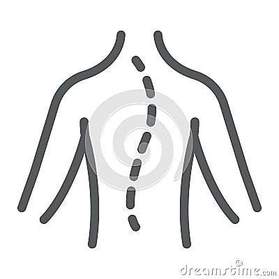 Scoliosis line icon, orthopedic and medical, spine sign, vector graphics, a linear pattern on a white background. Vector Illustration