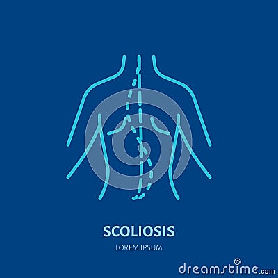 Scoliosis, posture correction icon, orthopedic line logo. Flat medical sign for hospital Vector Illustration