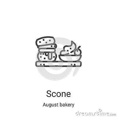 scone icon vector from august bakery collection. Thin line scone outline icon vector illustration. Linear symbol for use on web Vector Illustration