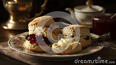 Scones with jam and cream Stock Photo