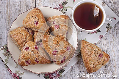 Â  Scones with red currants Stock Photo