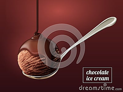 Scoop of chocolate ice cream Vector Illustration