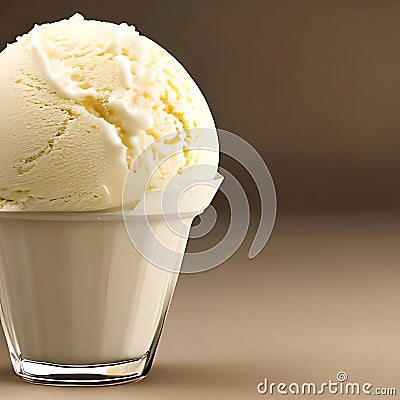 A scoop of delicious gelato cone ice cream closeup, frozen, dessert, vanilla dairy, brown chocolate, tasty treat, generative ai Stock Photo