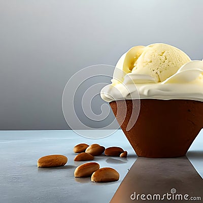 A scoop of delicious gelato cone ice cream closeup, frozen, dessert, vanilla dairy, brown chocolate, tasty treat, generative ai Stock Photo