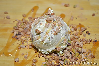 Scoop of pistachio gelato Stock Photo