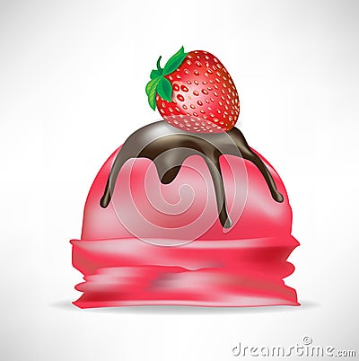 Scoop of strawberry ice cream Vector Illustration