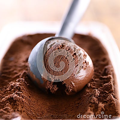 Scooping chocolate Stock Photo