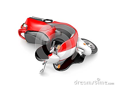 Scooter accident Cartoon Illustration