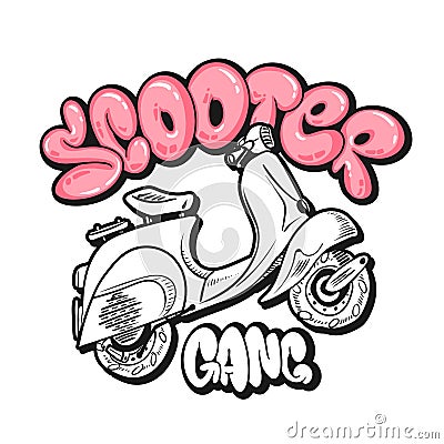 Scooter gang graffiti bubble vector print design Vector Illustration