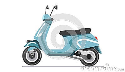 Scooter light two-wheeled open motor vehicle isolated on white Vector Illustration