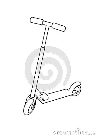 Scooter toys black and white lineart drawing illustration. Hand drawn coloring pages lineart illustration in black and white Cartoon Illustration
