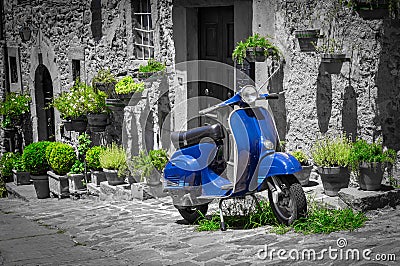 Scooter in Tuscany Stock Photo